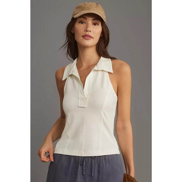 Anthropologie Pilcro NWT Reworked Halter White Tank Top, Size Large - Picture 1 of 12